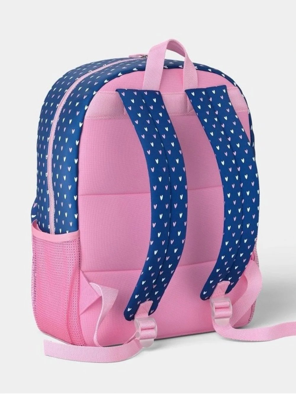 Heart Print White Navy & Pink Backpack Matching Sets Water Bottle Lunch Bag